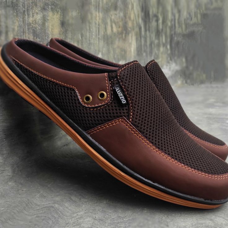 Belanja Hore Bustong Slop Selop Sepatu Sandal Kulit Pria Slip On Kasual Sintetis Kerja Kantoran Form