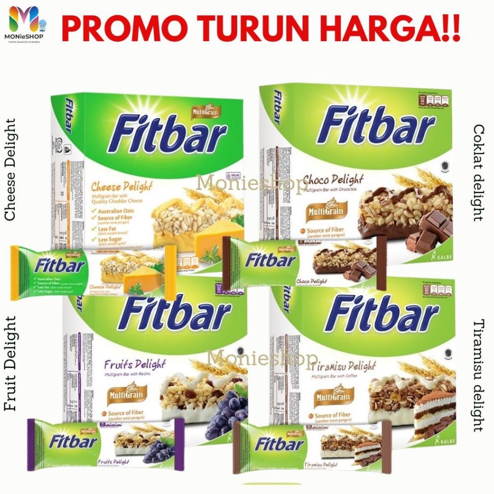 

Lebih hemat Fitbar 5X22grisi 12x22gr tiramisu coklat nuts fruit cemilan sehat Fitbar Kalbe