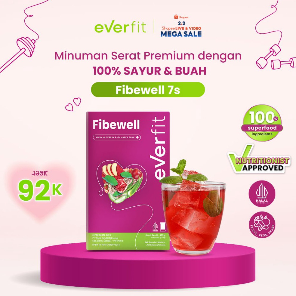 

Harga Max TOP PRODUCTS Everfit Fibewell Minuman Fiber Aneka Buah Halal BPOM Isi 7 14 Sachet