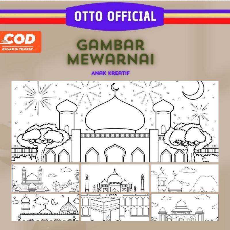 

OTTO kertas Gambar Sketsa Mewarnai ISLAMI TEMA MASJID Menggambar A5