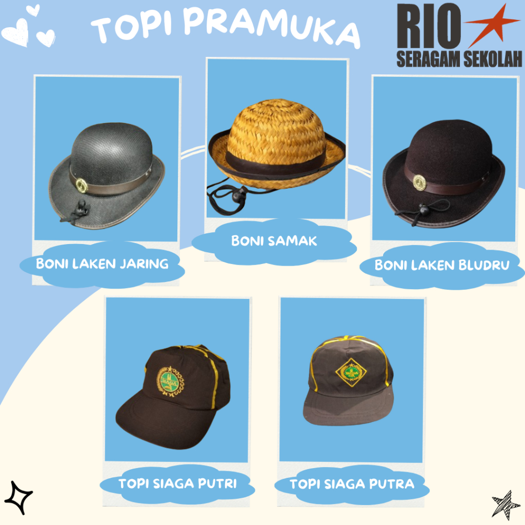 BONI PRAMUKA, BONI LAKEN, BONI JARING, BONI PRAMUKA PENGGALANG, BONI PRAMUKA PENEGAK, TOPI SIAGA TOP