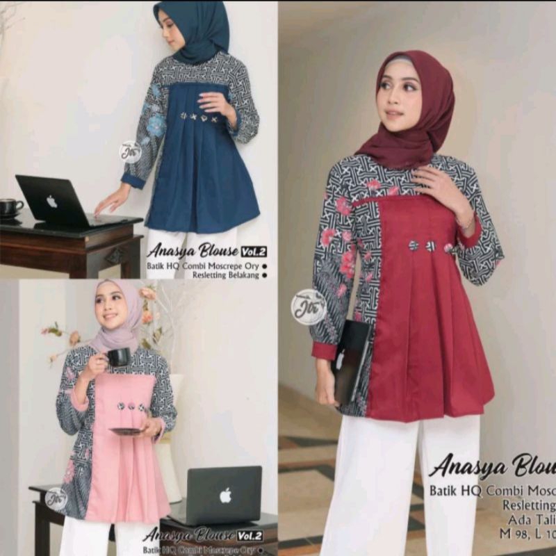 Blouse Batik - Blouse Batik Kerja - Blouse Batik Kantor - Blouse Batik Kombinasi - Blouse Batik Terb