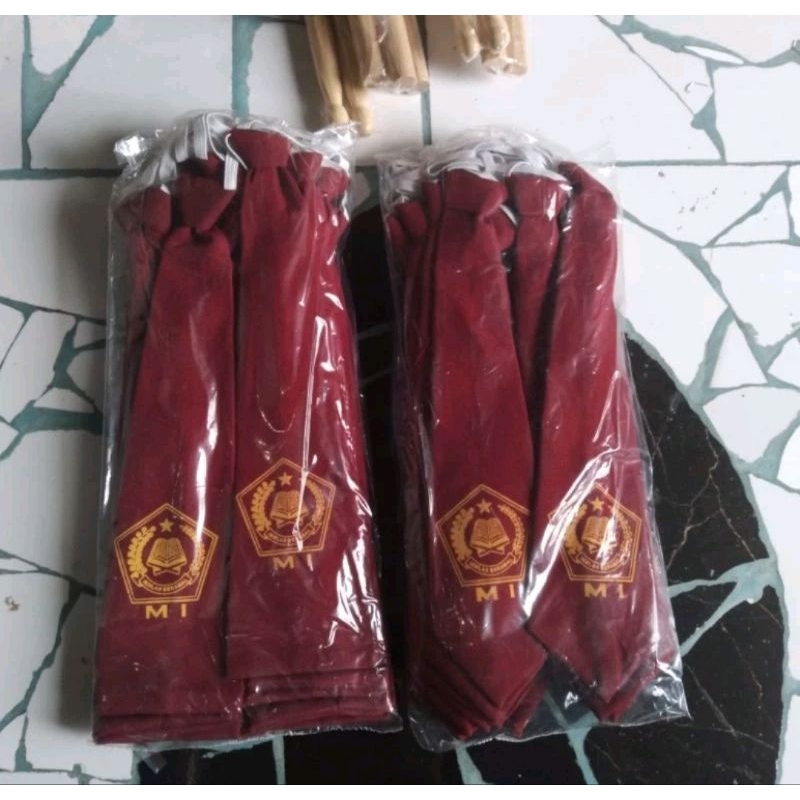 Dasi MI Bordir Kuning Karet 20 Biji dasi mi bordir kuning