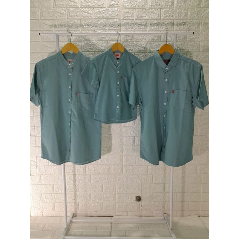 Kemeja KOKO Couple Ayah Dan Anak Warna BIRU WARDAH polos pendek