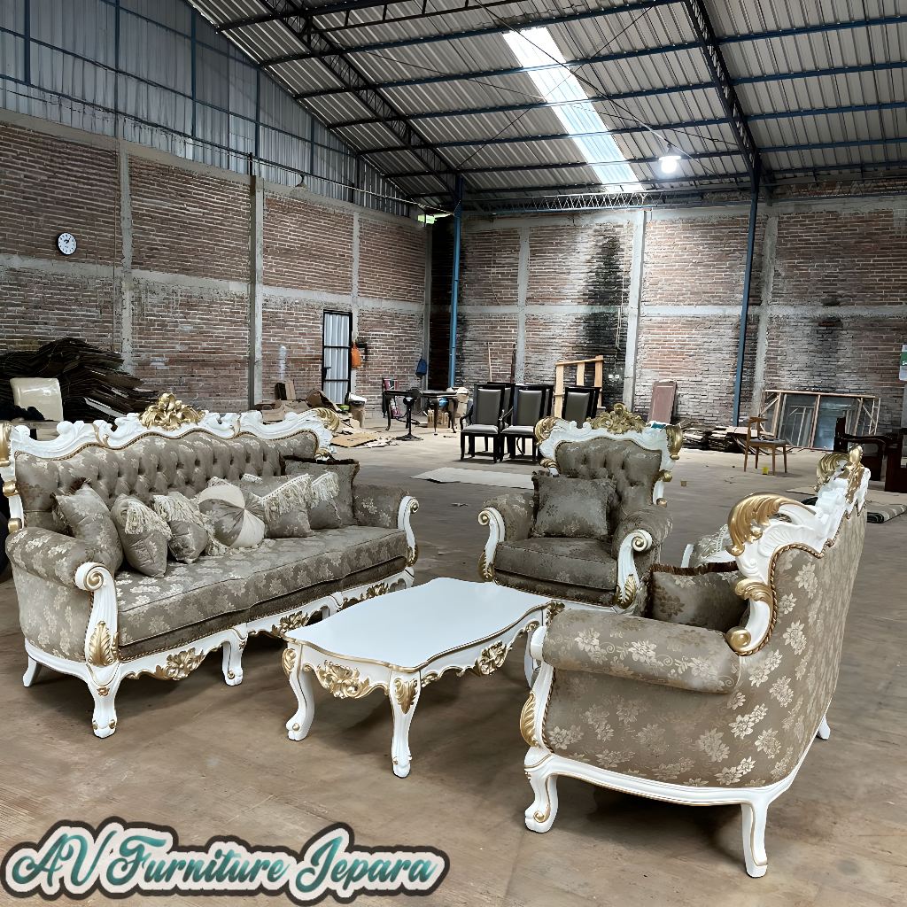 Sofa ruang tamu mewah jati jepara