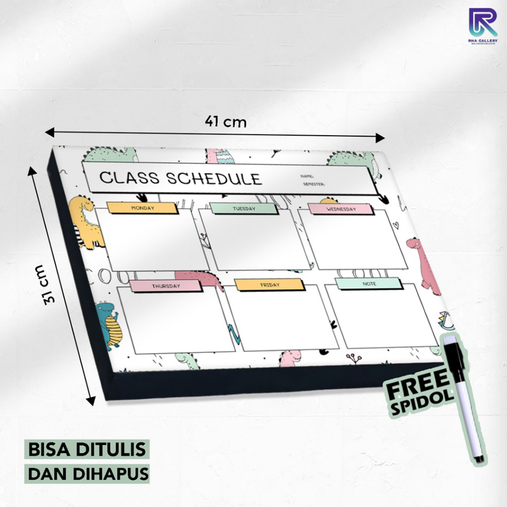 RHA GALLERY Papan Tulis Kayu Sekolah Jadwal Pelajaran Siswa Planner Schedule Board Aesthetic