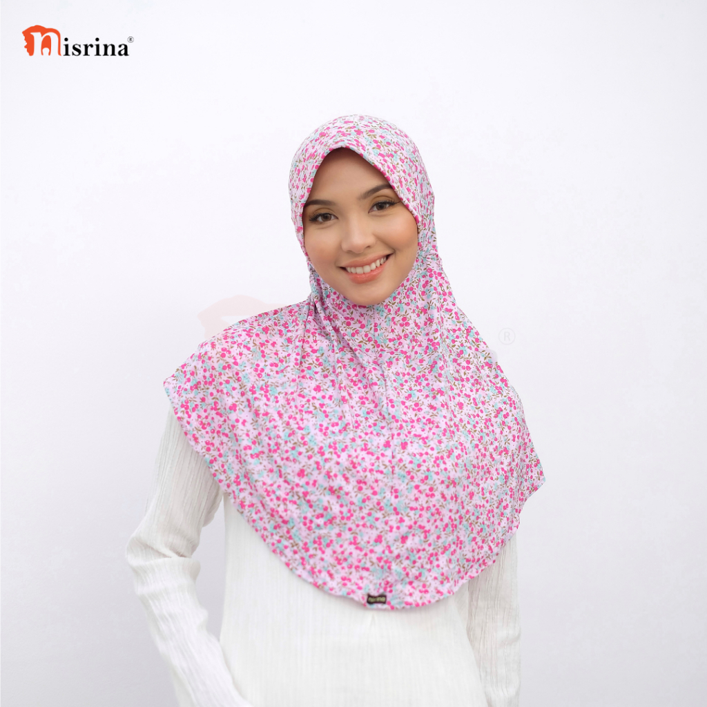 Nisrina Bergo Husna Fayra - Kerudung Instan Motif Serut Belakang Jilbab Print Hijab Printing Tali Ba