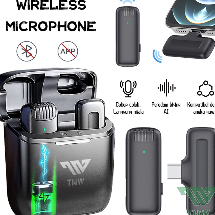 o TNW X8 Nirkabel Lavalier Mikrofon Mini Microphones dengan Penerima dan Charging Case Kompatibel un