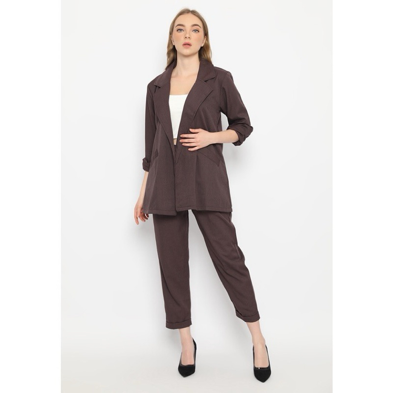 Mannequin Stripe Blazer Set Dark Brown pl