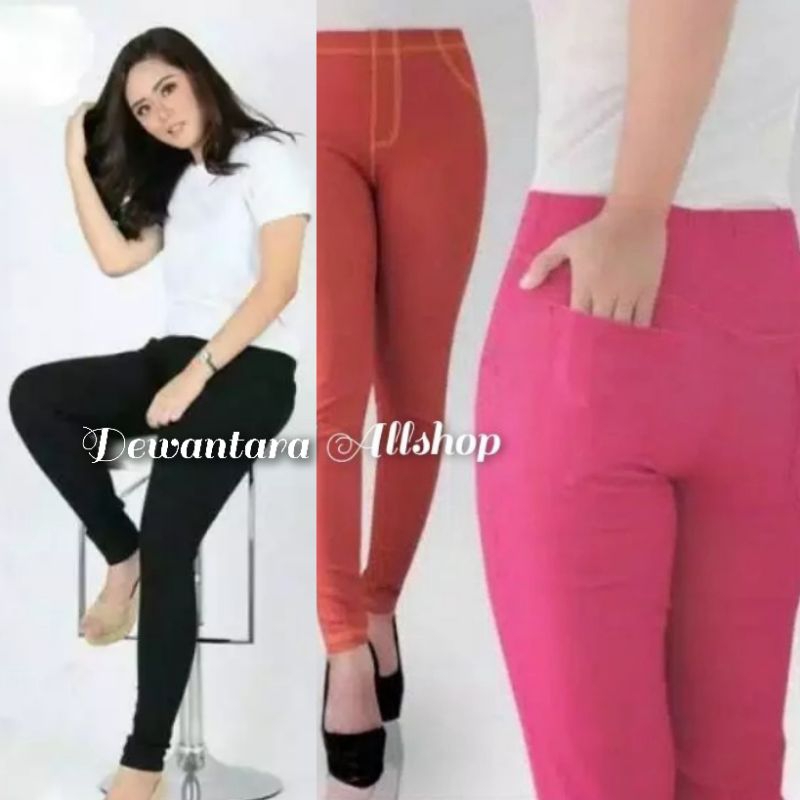 Legging Jeans / Celana Olahraga Wanita / Legging Denim / Legging Jeans Jumbo / Legging Jeans Wanita 