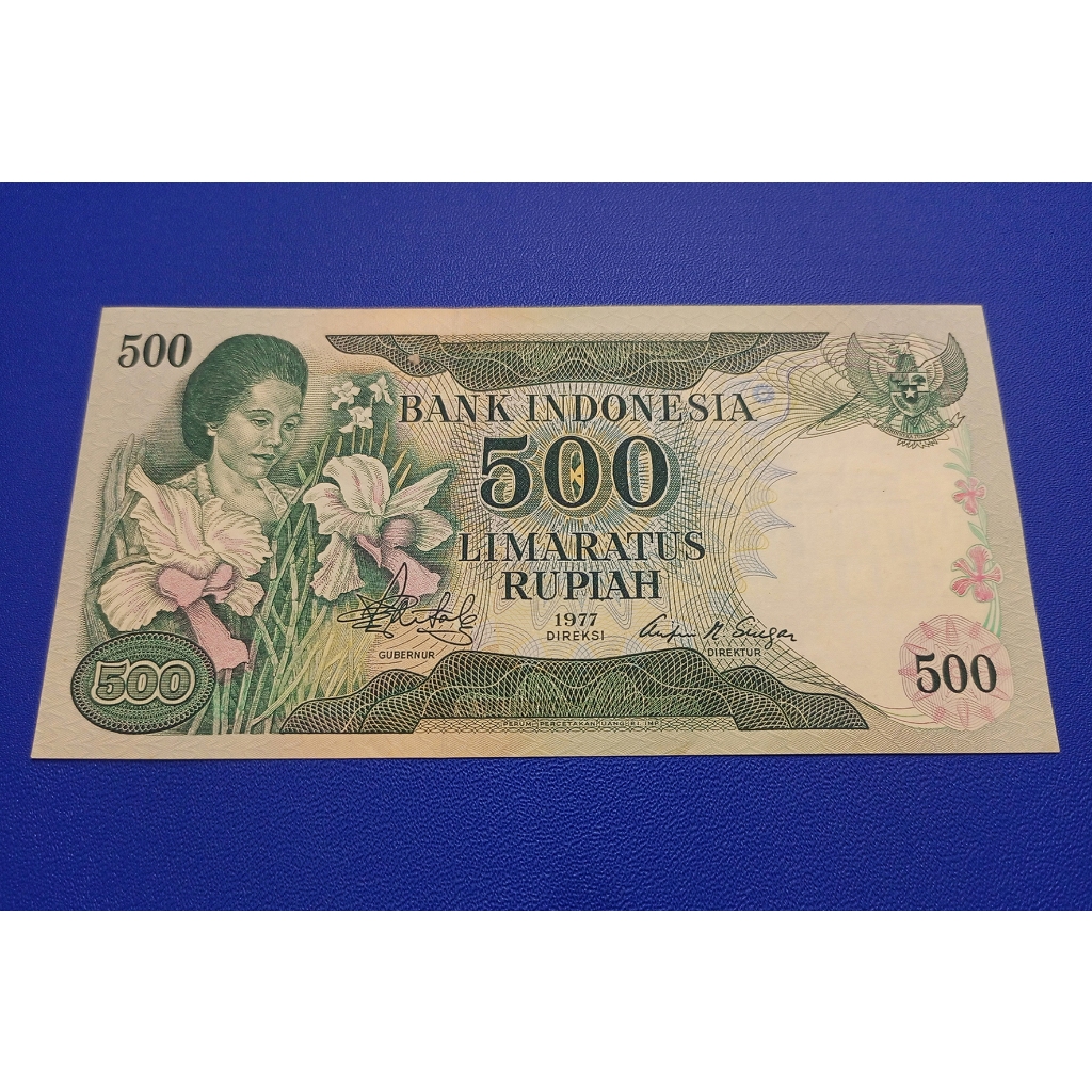 UANG KERTAS JAMAN DULU 500 RUPIAH BUNGA ANGGREK TAHUN 1977