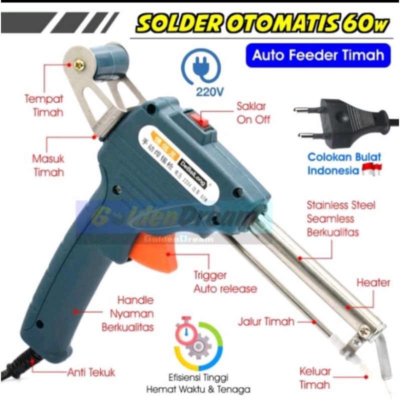 Solder Tembak Listrik Timah Otomatis 60 Watt Iron Automatic 60W Solder Timah Otomatis