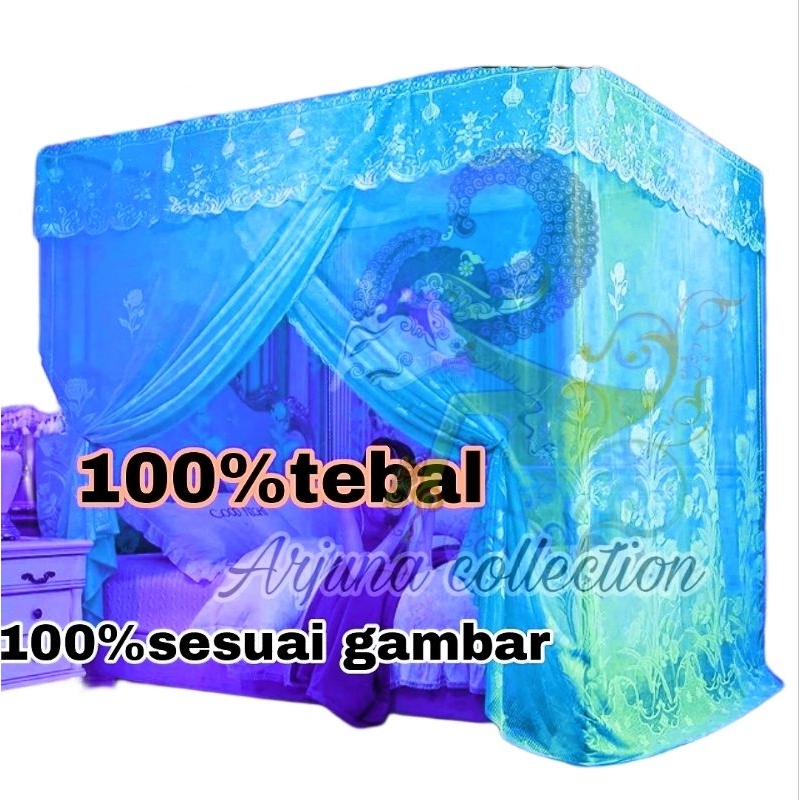 Kelambu Berkualitas Mewah Motif Bunga Timbul Bahan Burkat