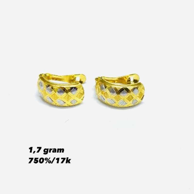 anting emas jepit fashion 750%/17k
