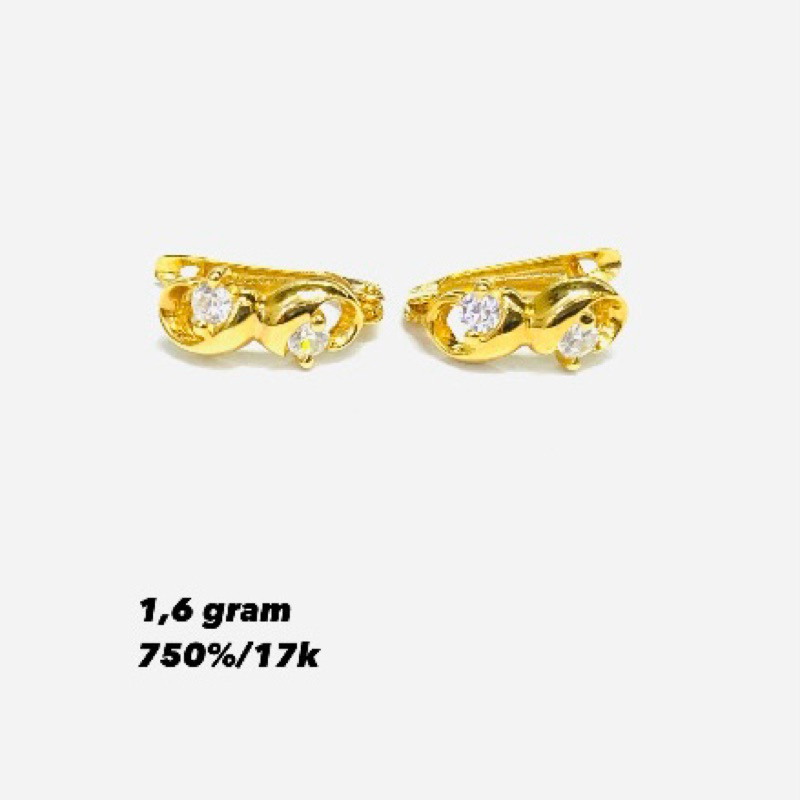 anting emas jepit fashion 750%/17k