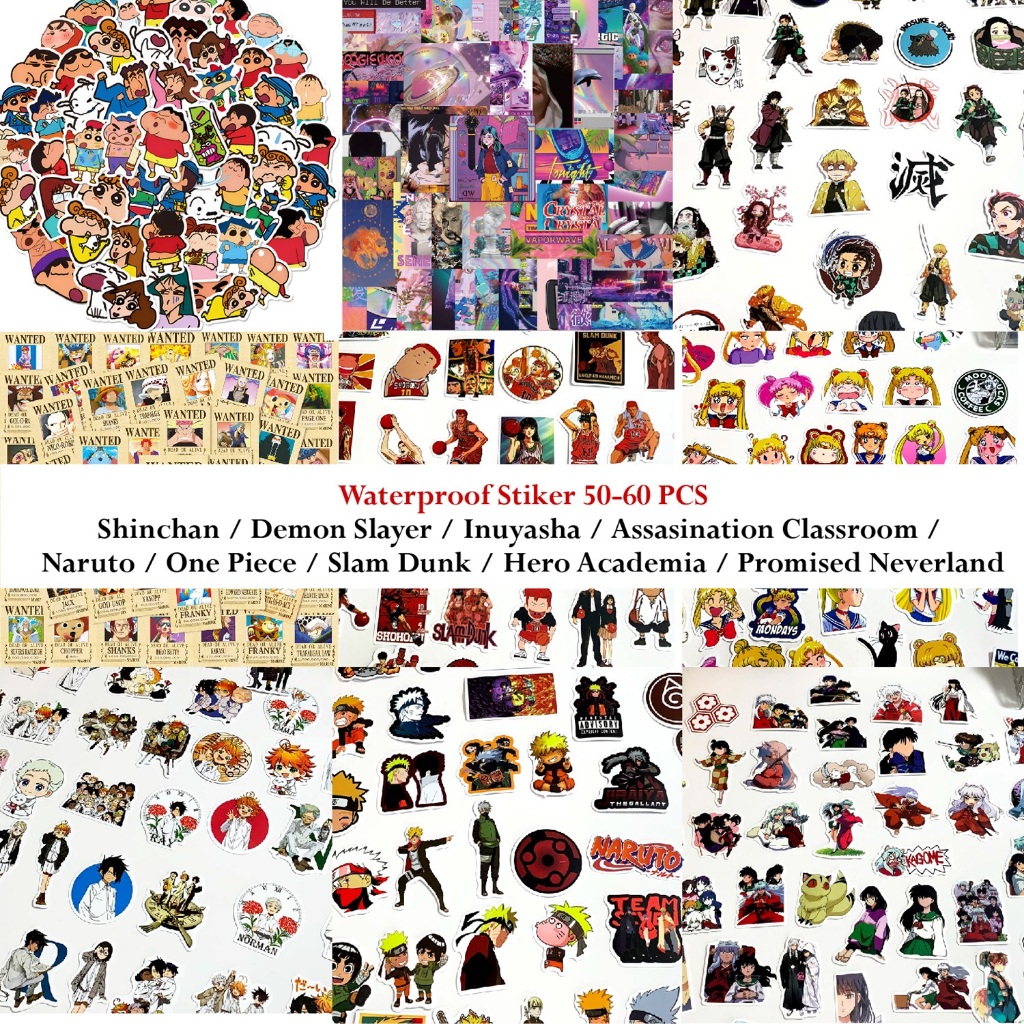 

[Nokai Space] 50 PCS Ins Style Urban Anime Jpop One Piece / Shinchan / Assasination Classroom / Naruto / Demon Slayer / Sailor Moon / Inuyasha / Promised Neverland / Slamdunk / Hero Academia Moody Waterproof Stiker / Stiker Anti Air Anime Keren Estetik