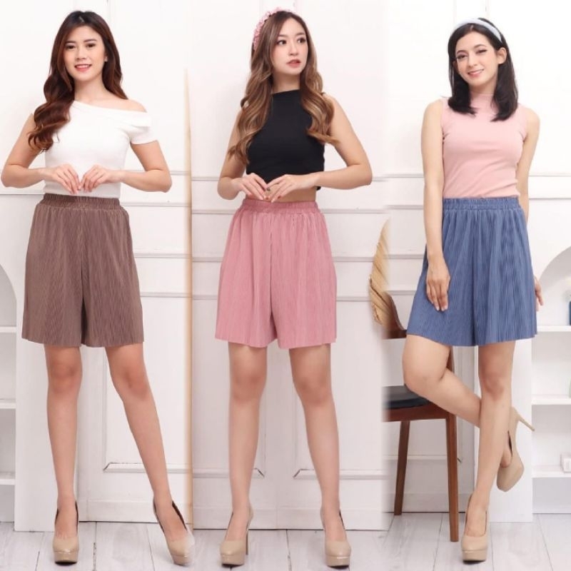 CELANA PLISKET PENDEK / CELANA PLISKET PANTS / PLISKET PANTS / CELANA PENDEK PLISKET LIDI