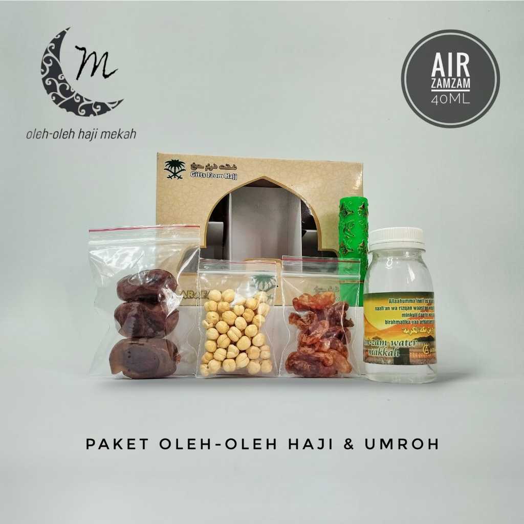 

Paket Oleh Oleh Haji dan Umroh paket Ekonomis Dus Kotak + Air Zamzam + Kismis Golden + Lipstik Arab