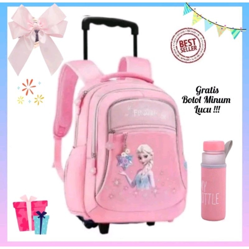 Tas Troli Anak Perempuan Frozen Tas Koper dorong anak TK SD princess elsa