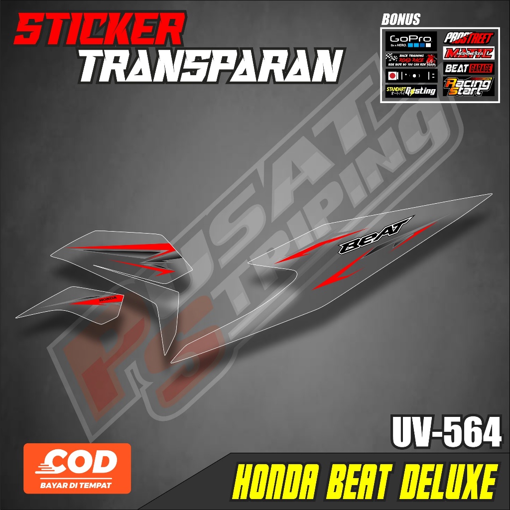 STICKER STRIPING TRANSPARAN HONDA BEAT DELUXE 2020-2021-2022-2023 BEAT STREET NEW SIMPLE RACING