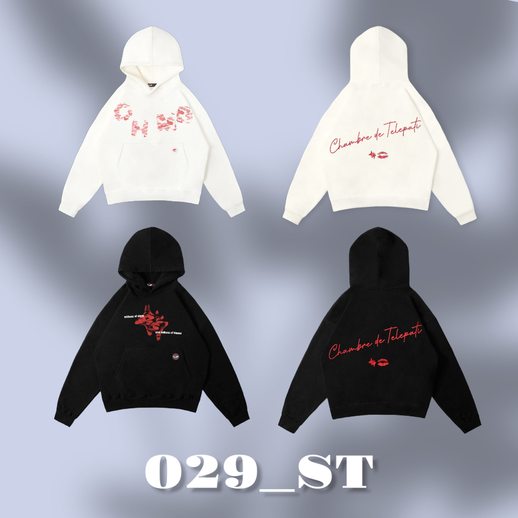 Chambre de Telepati boxy hoodie Kiss and Star white