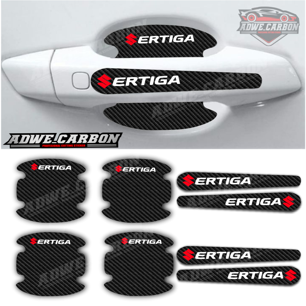 8pcs stiker carbon pelindung handle pintu mobil ertiga stiker pelindung gagang pintu mobil