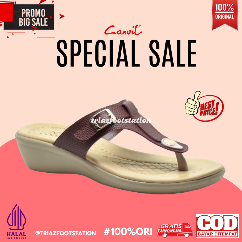 Carvil Laluna-01 L Sandal Wanita Wedges Jepit Casual Murah 100% Original Carvil