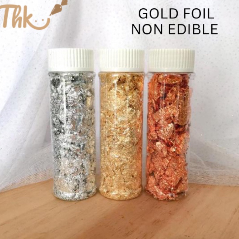 

Spesial Hiasan Kue Gold Foil Silver Foil Non edible Tidak bisa dimakan 2gr