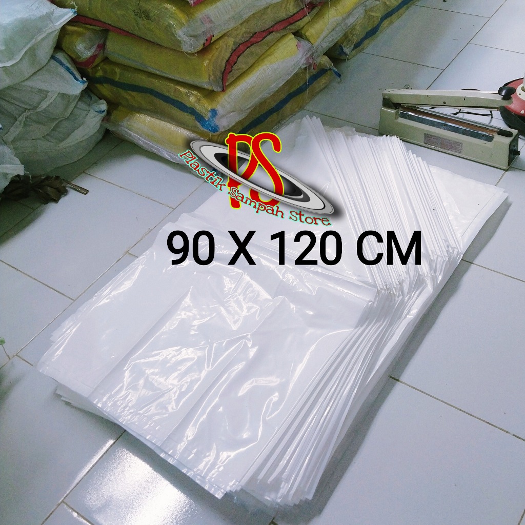 Kantong Plastik Sampah 90 x 120 cm , Plastik Sampah Putih 90 x 120 Cm , Kantong Sampah Putih Susu 90
