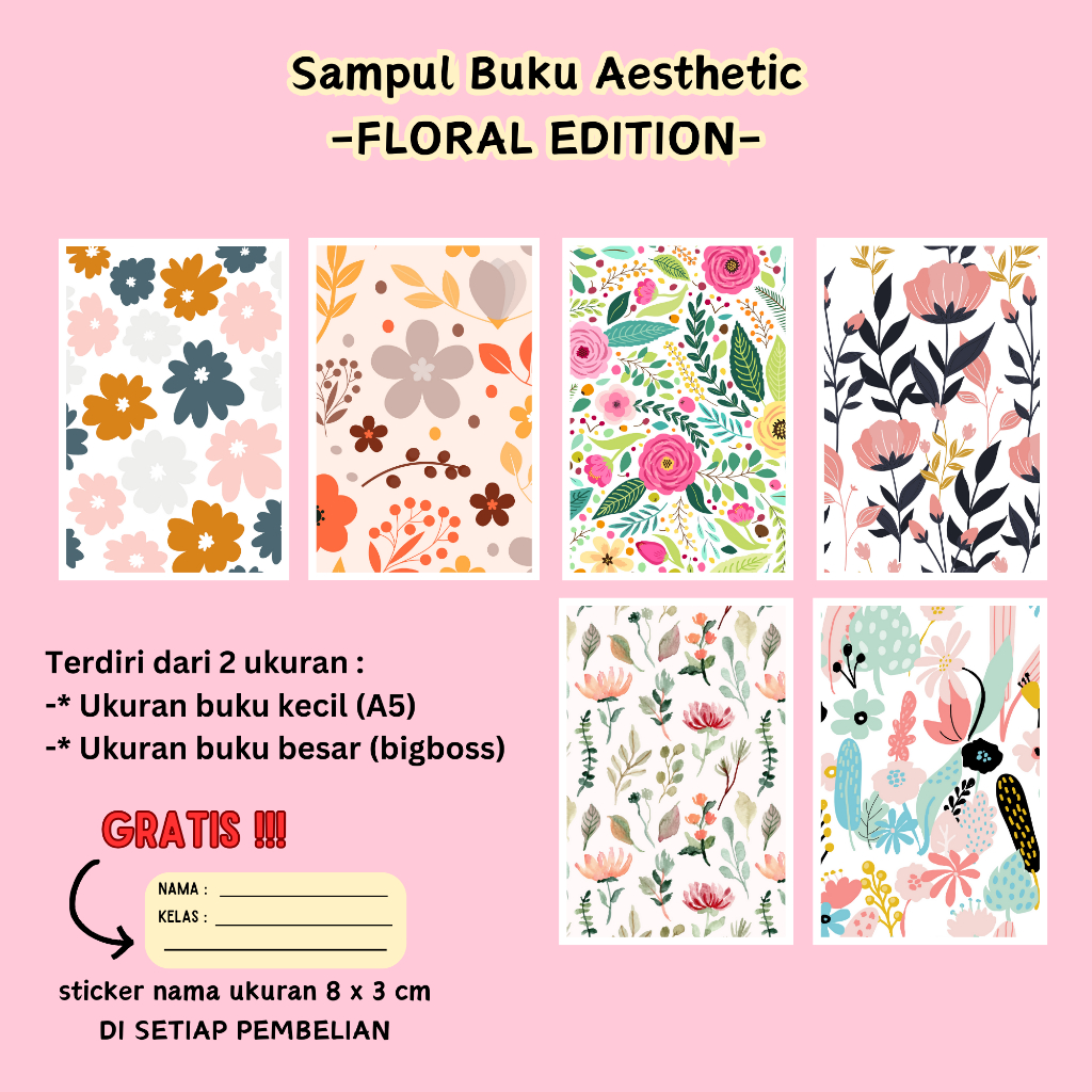 

SAMPUL BUKU AESTHETIC FLORAL EDITION / SAMPUL BUKU SIDU KIKI BIGBOSS CAMPUS BOXY BMB