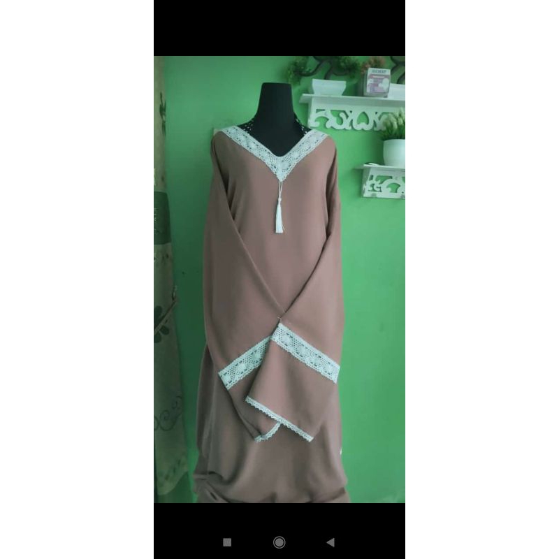 abaya mukena sholat crincle premium