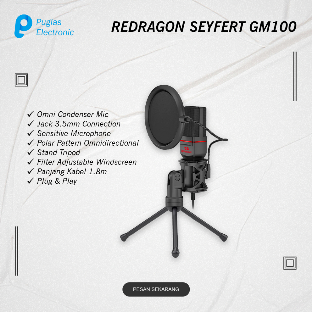 Microphone Redragon Seyfert GM100 Mic Condenser Komputer PC Laptop