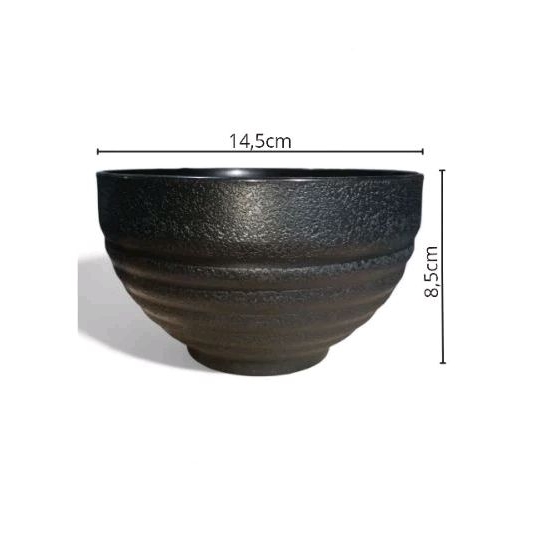 FURNITURE - MANGKOK PLASTIK JAPAN SERIES - RAMEN, BAKSO,  MIE, SOTO - RINGAN - MANGKOK HITAM