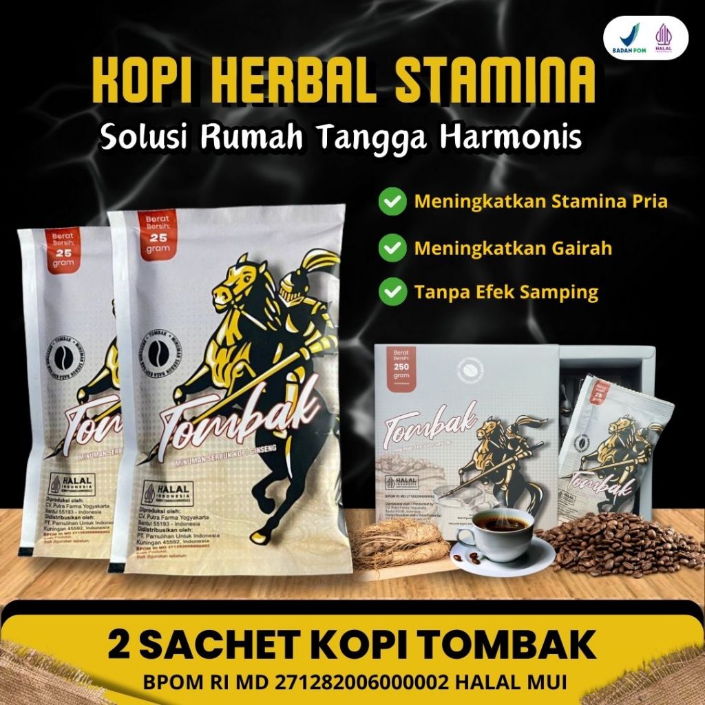 

2 Sachet Kopi Tombak Minuman Serbuk Kopi Ginseng 100% Original | | Kopi Stamina Pria Dewasa | Bpom Halal | Herbal Alami