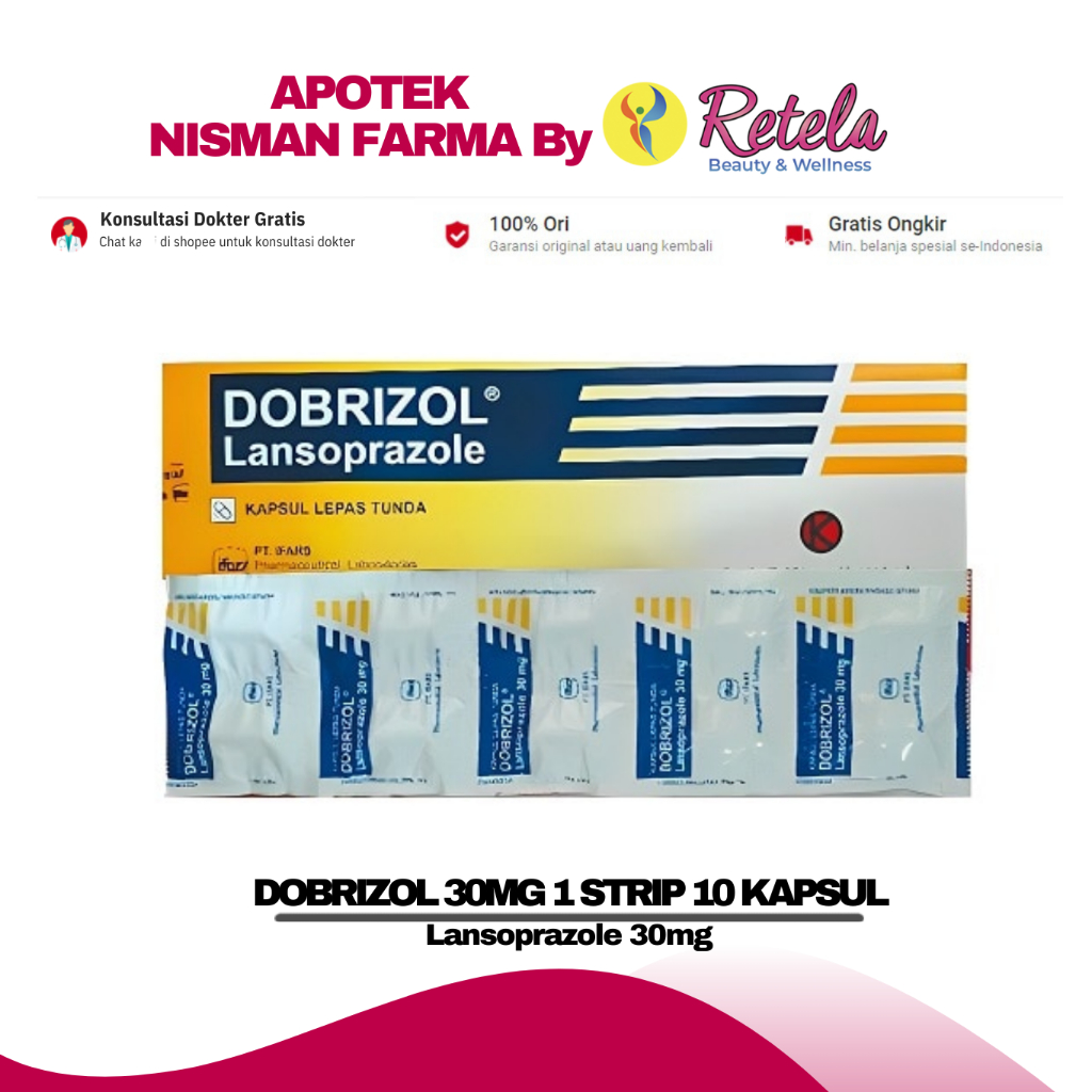 DOBRIZOL 30MG 1 STRIP 10 KAPSUL ( Lansoprazole 30mg )