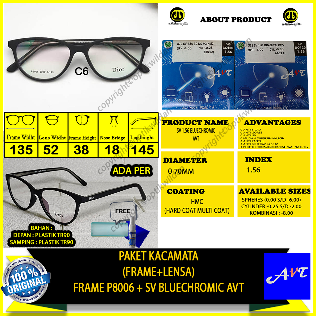 KACAMATA ANTI RADIASI UV/BLUERAY/PHOTOCHROMIC/BLUECHROMIC P8006 REQUEST MINUS/RESEP DOKTER