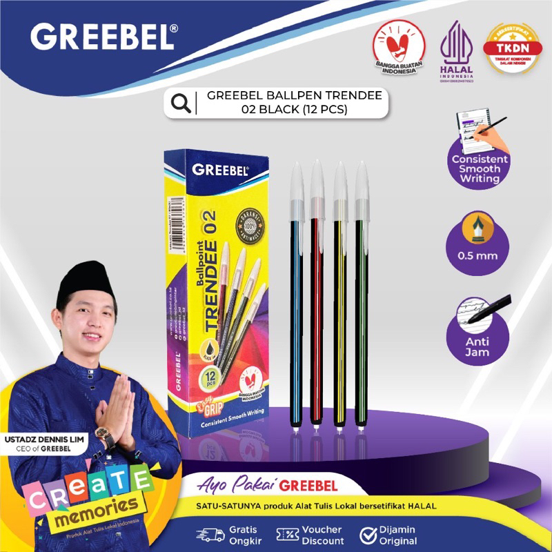 

GROSIR BOLPOIN GREEBEL TRENDEE 02 ( 12 pcs )