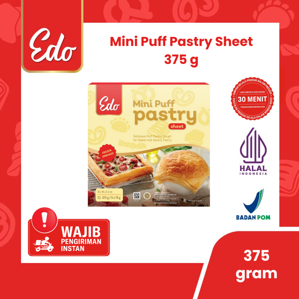 

Edo Mini Puff Pastry Sheet 375 Gr Kulit Pastry Zuppa Frozen Siap Pakai