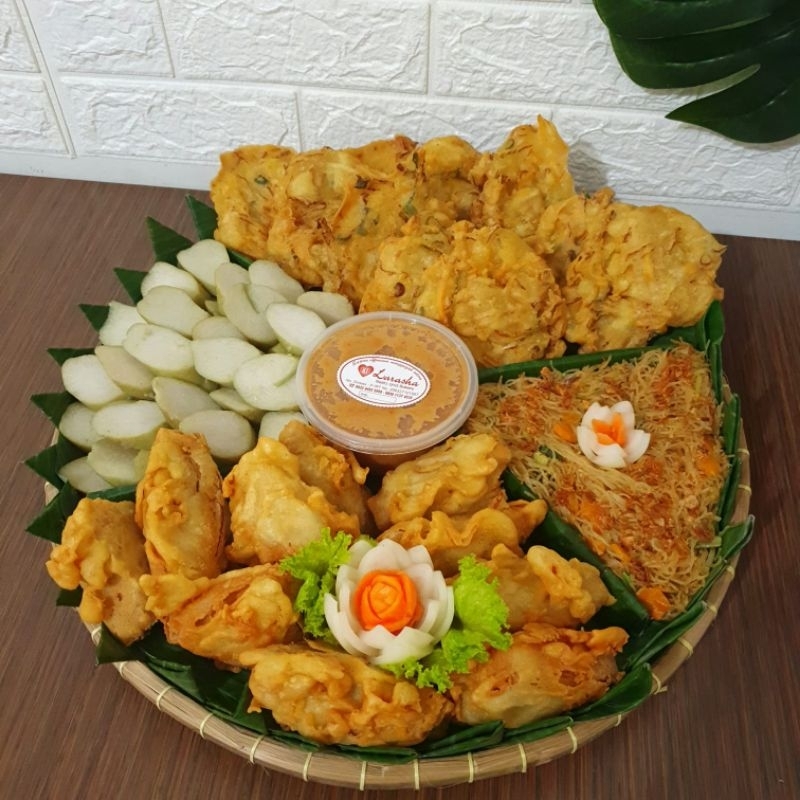

Paket gorengan+lontong kemasan tambah
