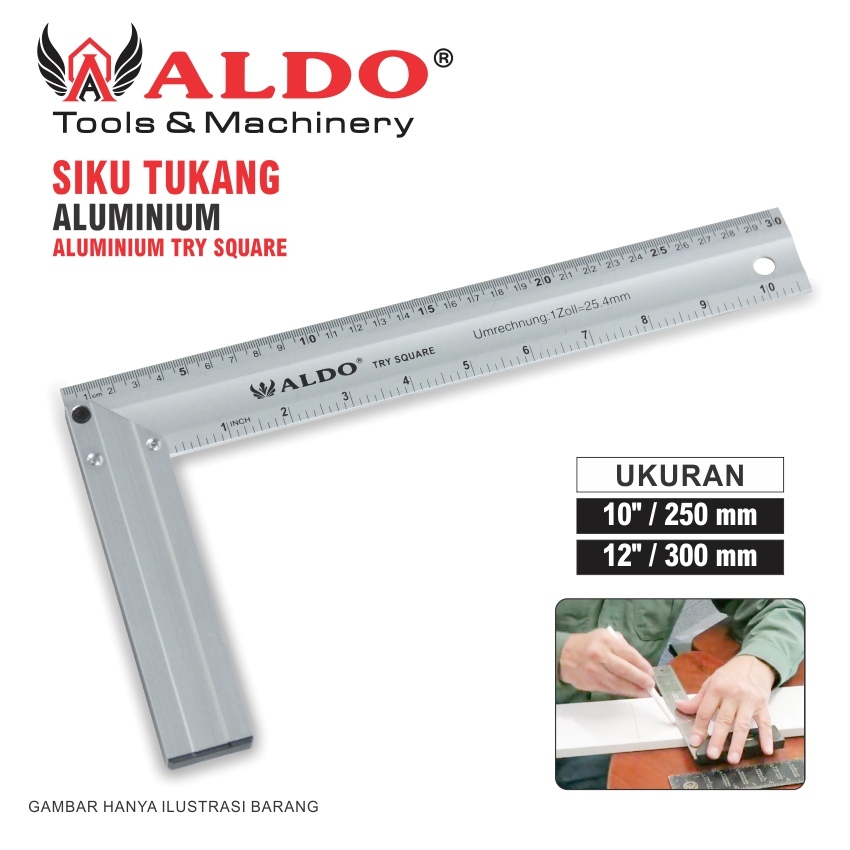 SIKU TUKANG ALUMINIUM / ALUMINIUM TRY SQUARE MERK ALDO