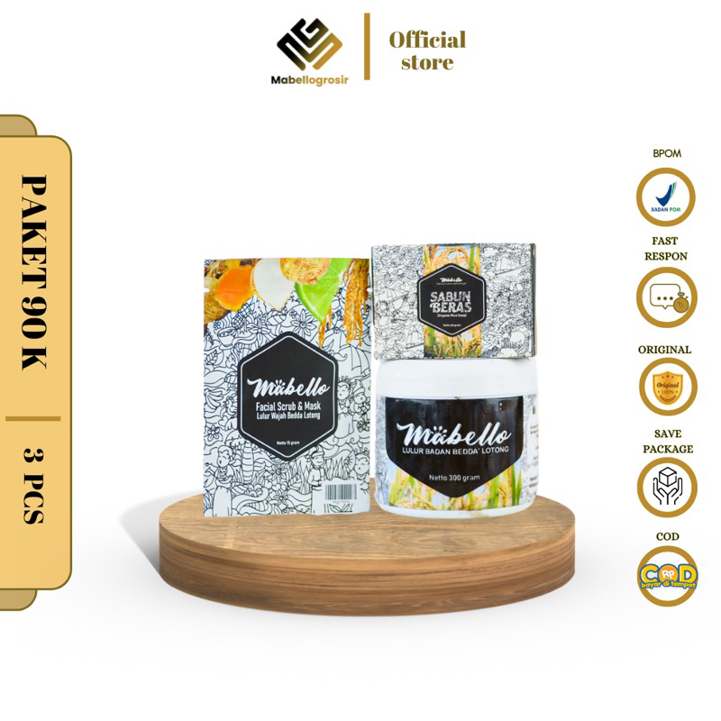 Mabello paket hemat /lulur hitam bedda lotong BPOM dan Halal terbuat dari bahan Alami
