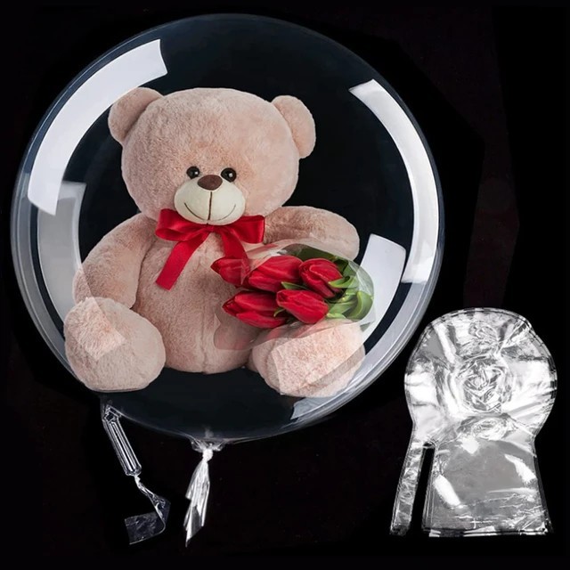 Balon PVC Bobo Bening Transparan Snack Bunga Boneka 26 inch / Bunga Lebar 19.5cm