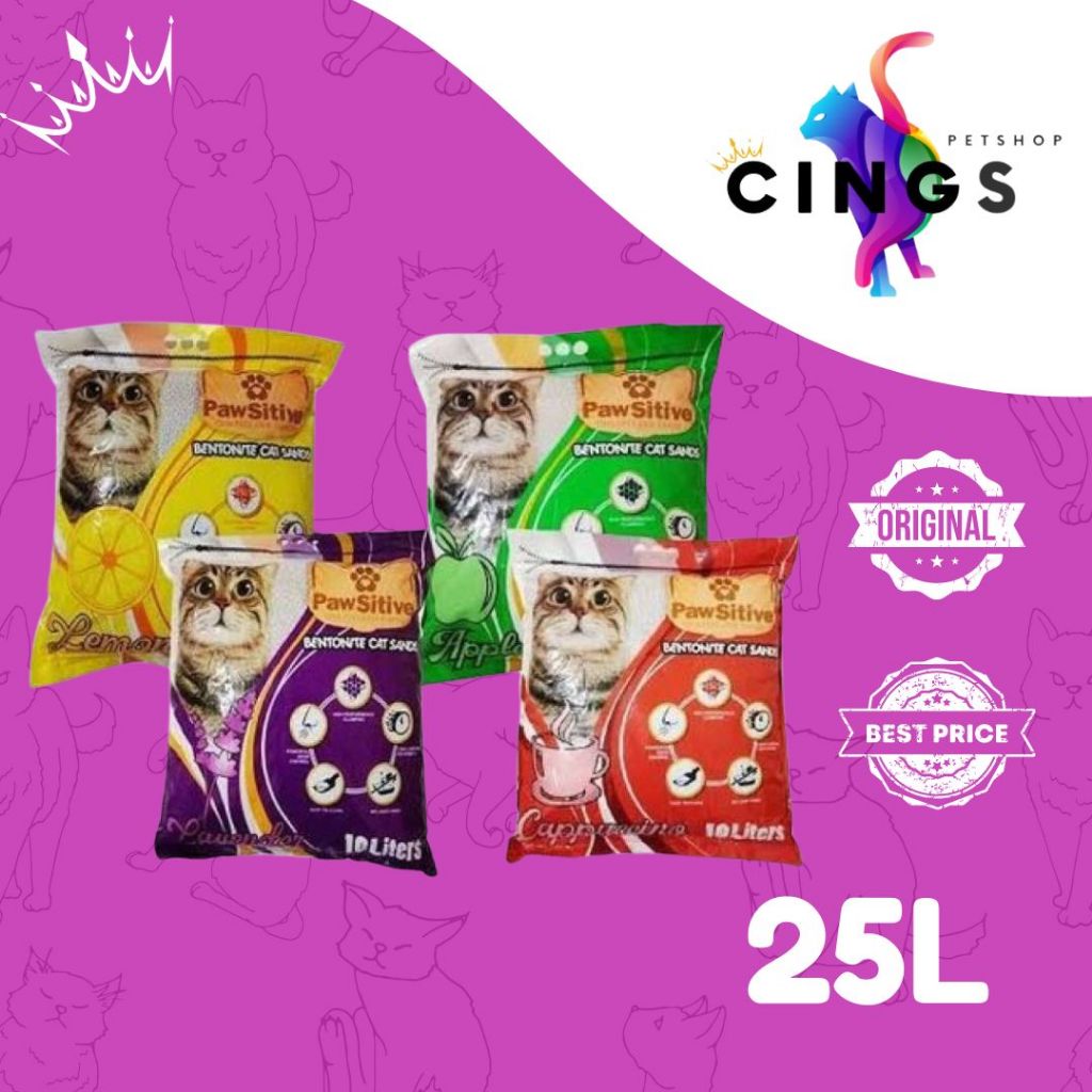 pasir kucing pawsitive 25lt pasir kucing gumpal wangi