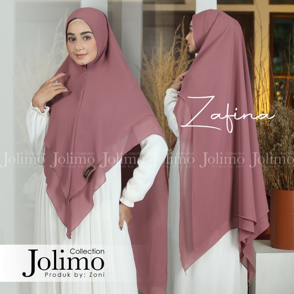 Khimar Syari Jumbo Ceruti 2 Layer Premium Zafina – Jilbab Pet Antem Syar’i Terbaru