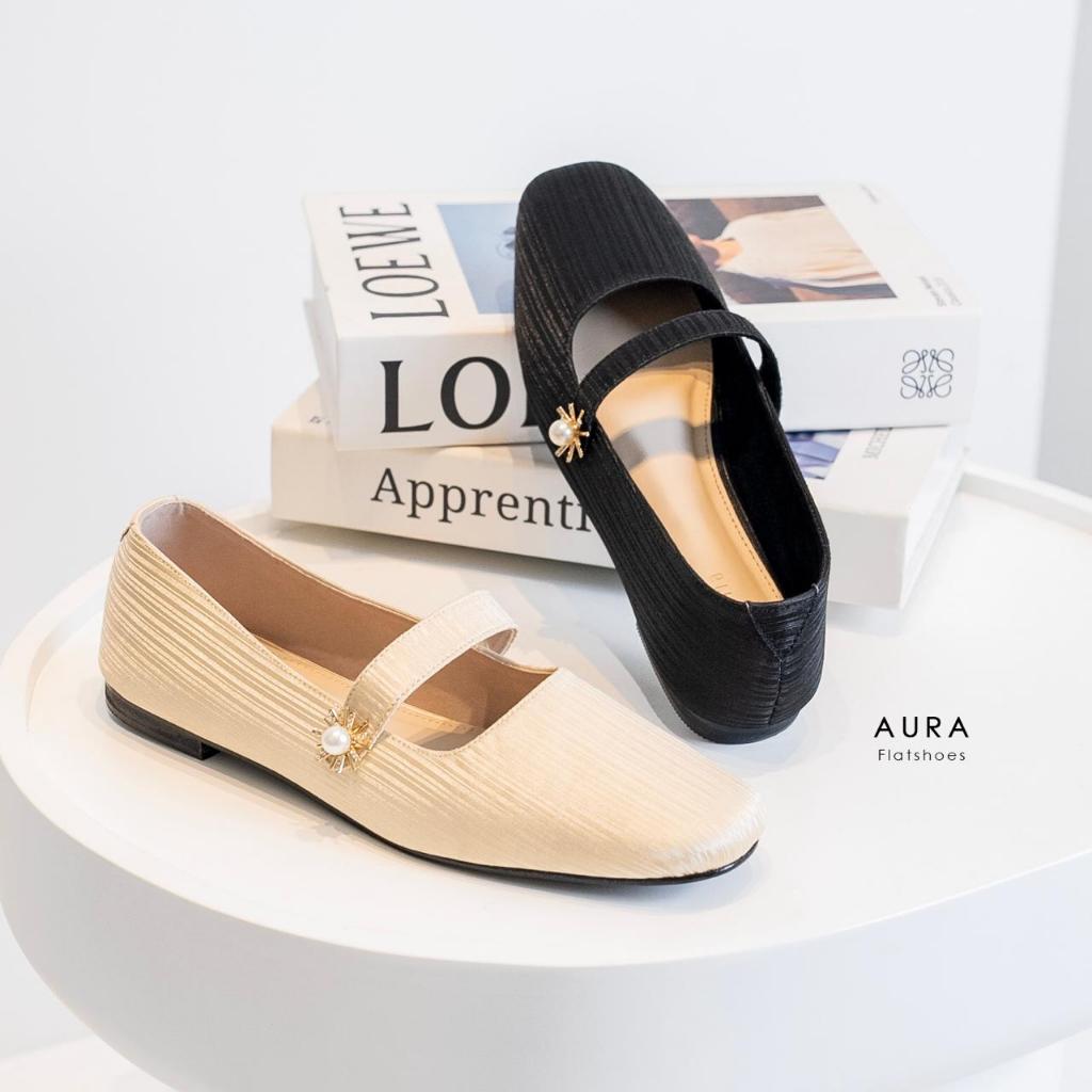 Damelia Melstore JKT Aura Flatshoes Wanita Elegan Ballerina Style Motif Salur