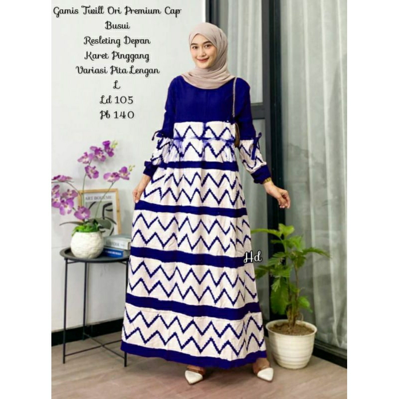 GAMIS RAYA TWILL ORI MOTIF ZIGZAG TERBARU