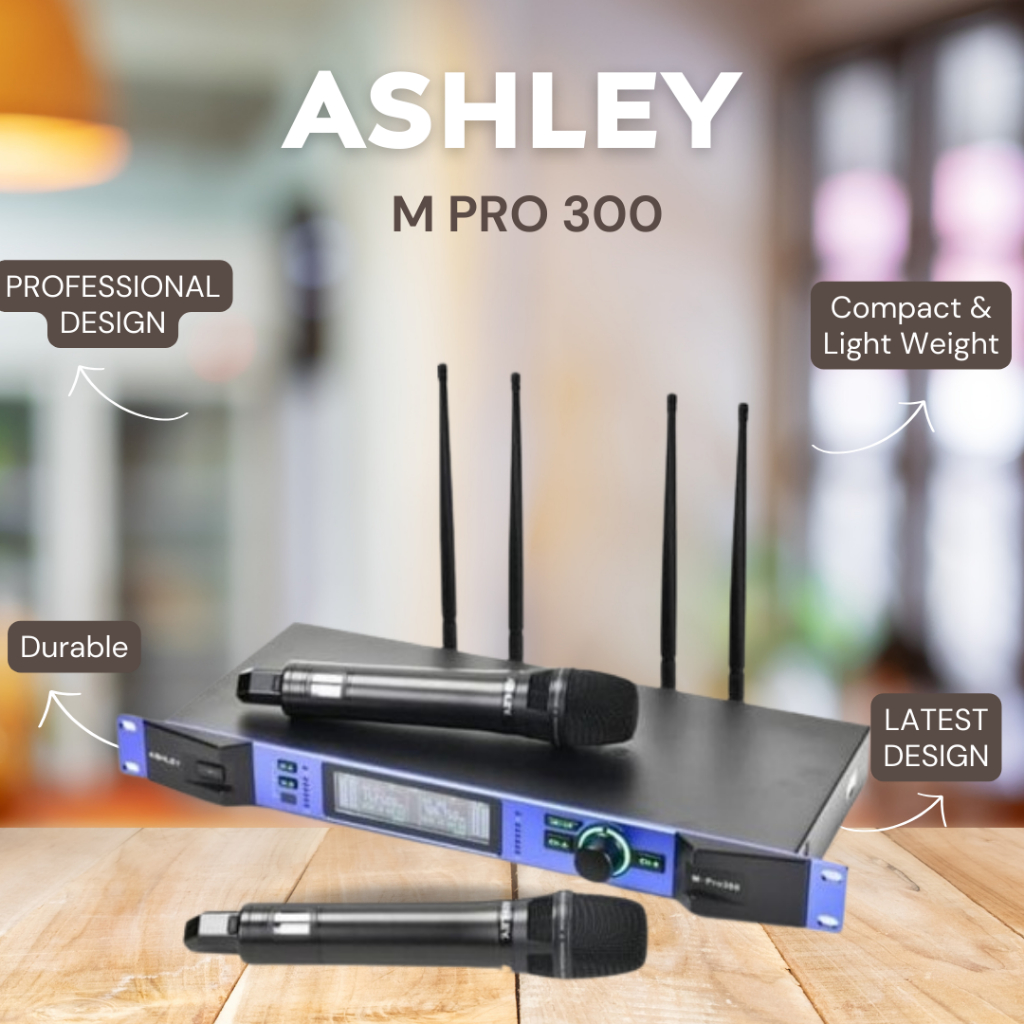 MIC WIRELESS ASHLEY M PRO 300 / MPRO 300 / M PRO-300 JARAK 200 METER GARANSI RESMI ASHLEY