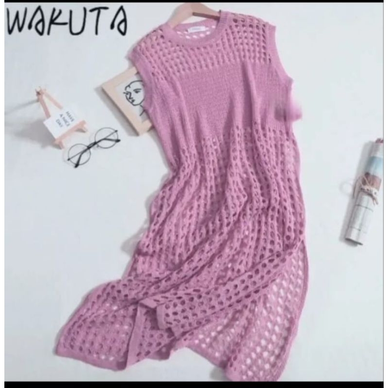 long jaring tunik blader belah pinggir rajut wanita kekinian viral 2024