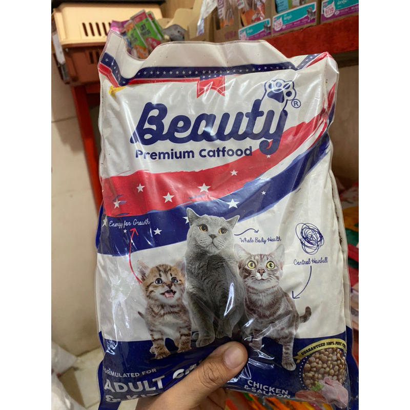 Makanan Kucing Beauty 1 Kg Mother and Kitten rasa ayam salmon