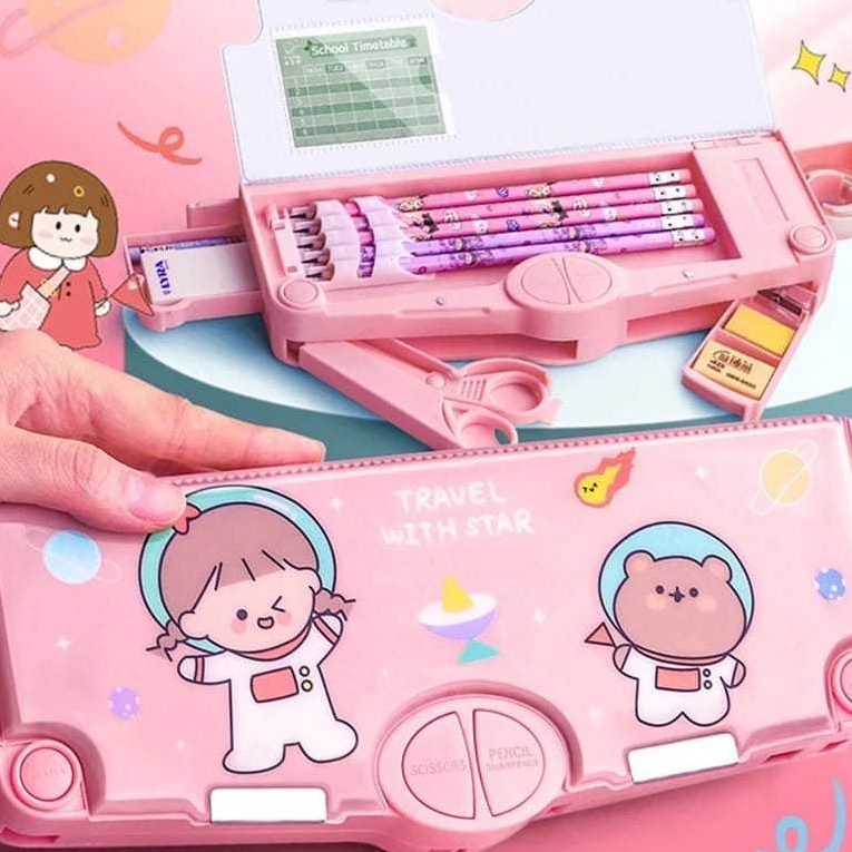 

77 HM28 Kotak Pensil Serbaguna Tempat Kotak Pensil Mekanik Multifungsi Kotak Alat Tulis Tempat Pensil